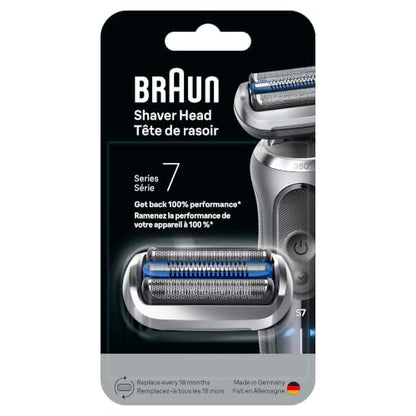 Braun Series 7 Electric Shaver Replacement Head, Easily Attach Your Shaver Head for a Shave as efficient as Day one, Compatible with New Generation Series 7 Shavers, 74S, Silver