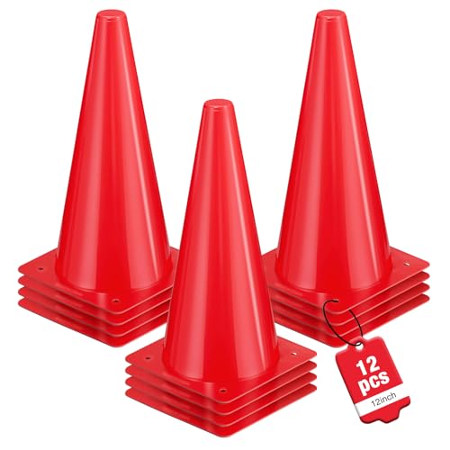12 Inch Traffic Cones,12pcs Training Sports Cones,Parking Cones - color: red
