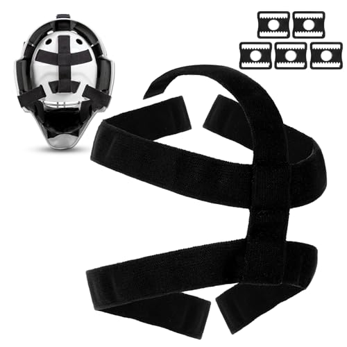 5 Point Goalie Mask Strap Harness, Hockey Helmet Repair Kit - color: Black