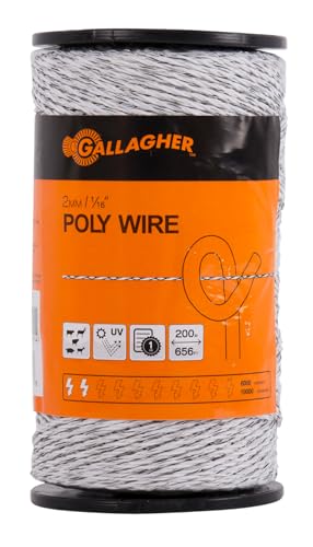 Gallagher 1/16" Electric Fence Polywire, 656ft Roll