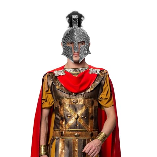 Servllcell Medieval Roman Knight Helmet,Plastic Greek Spartan Gladiator Helmet Medieval Costume Accessories,Halloween Hat - color: Gold Black-a1