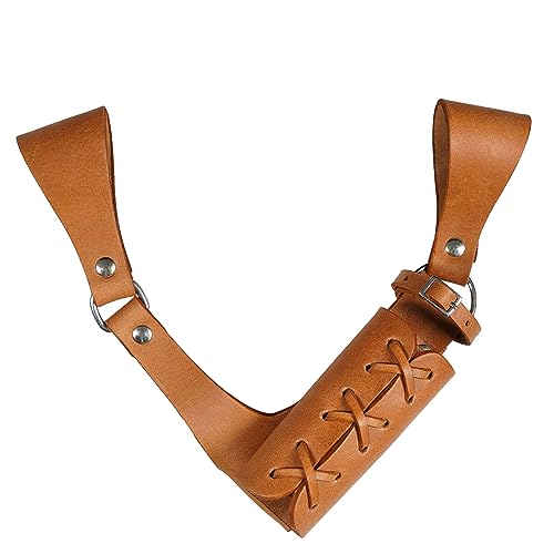 Mythrojan Medieval Sword Frog Adventurer with Leather Holder for Universal Rapier, Broadsword, Cutlass - style: Large Left Handed - Natural (10" x 10")