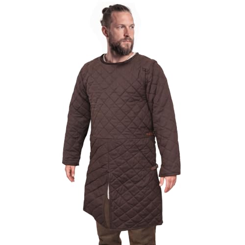 Medieval Gambeson Men Jacket | Padded Gambeson Coat 13th Century 2-Layer – Quilted Cotton Arming Wear - color: Brown, size: Medium