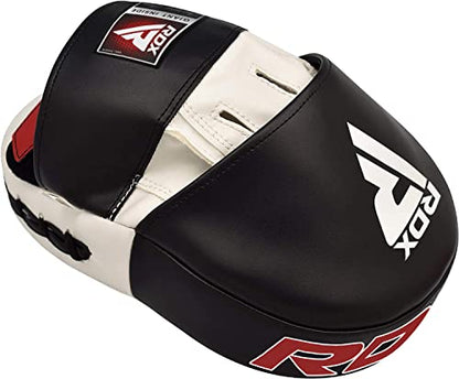 RDX Boxing Pads Focus Mitts, Maya Hide Leather Curved Hook and Jab Target Hand Pads, Great for MMA, Kickboxing, Martial Arts, Muay Thai, Karate Training, Padded Punching, Coaching Strike Shield - color: White