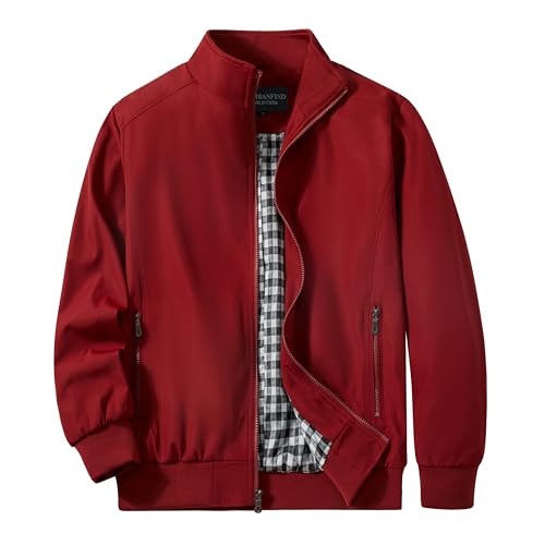 URBANFIND Men's Sports Shell Jacket Lightweight Windbreaker Outdoor Recreation Coat - color: Red, size: Large