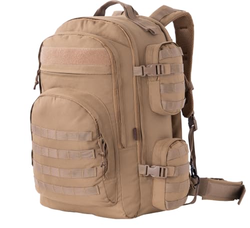 Large Tactical Backpack Bag For Hiking,Camping,Travel,Bug-Out 55L - color: Coyote Brown