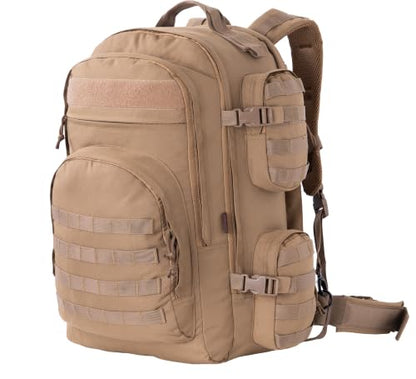 Large Tactical Backpack Bag For Hiking,Camping,Travel,Bug-Out 55L - color: Coyote Brown