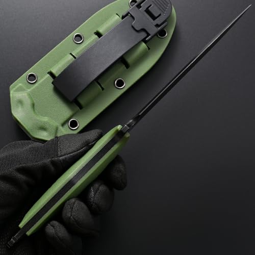 Gtkii GTK50 Fixed Blade Knife AUS-10 Stainless Steel Blade Nylon Fiberglass Full Tang Handle EDC Fix Knifes for Outdoor Camping Survival(Green) - color: Green