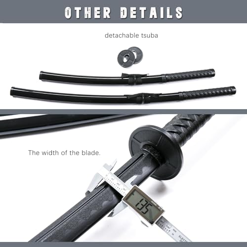 RTCT Polypropylene Training Katana Sword high Toughness Cosplay, Shooting Props,The Set Includes a Belt and Knife Holder for The Long and Short Dual Knives.