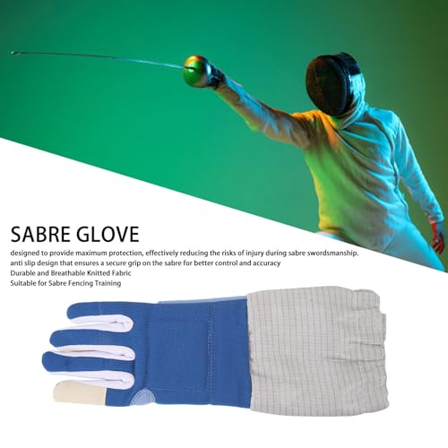 Sorandy Fencing Glove for Sabre Epee Foil, Anti Skid, Right Hand, Padded Mittens, Professional Equipment for Child and Adult (L)