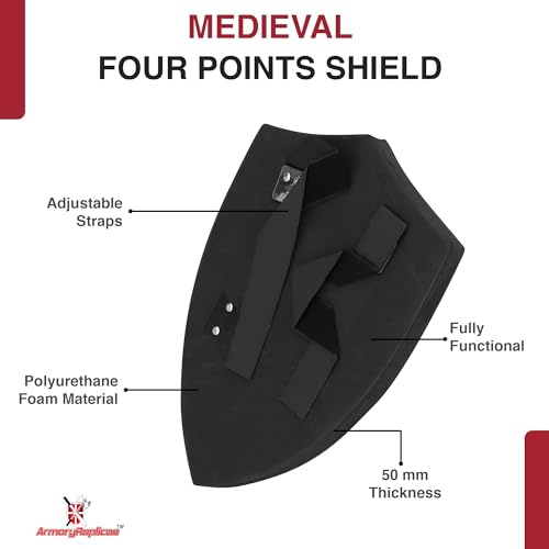 Armory Replicas™ - Throes of Battle Customizable Foam Medieval Shield - Superior LARP Costume Gear - style: Black Throes