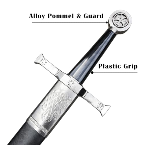 Stainless Steel Medieval Star of David King Solomon Cross Crusader Knight Templar Sword for Collection, Cosplay, Display - style: D-33.9 inch
