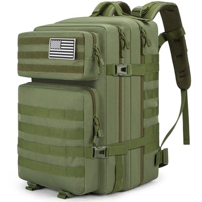 45L Large Tactical Backpack Military MOLLE 3 Day Bug Out Bag - color: Armygreen
