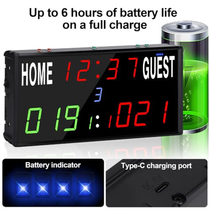 LED Electronic Scoreboard Digital Score Keeper with Remote/Timer/Shot Clock - size: Large