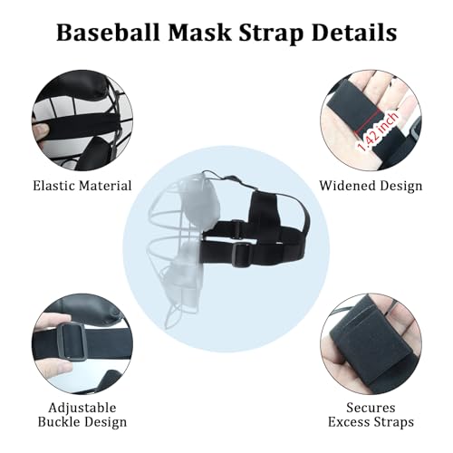 Adjustable Baseball and Softball Mask Strap, Elastic Catcher Mask Harness Replacement, Features a Head Strap Design with Sliding Buckles, Ideal for Baseball, Softball and Catcher Masks