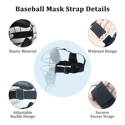 Adjustable Baseball and Softball Mask Strap, Elastic Catcher Mask Harness Replacement, Features a Head Strap Design with Sliding Buckles, Ideal for Baseball, Softball and Catcher Masks