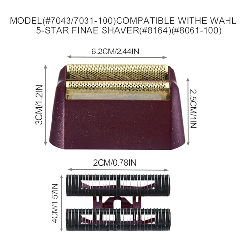 Shave Replacement Heads Compatible with Wahl 7031-100/7043-100 Foil&Cutter - color: Shaver Red (4 Pack)