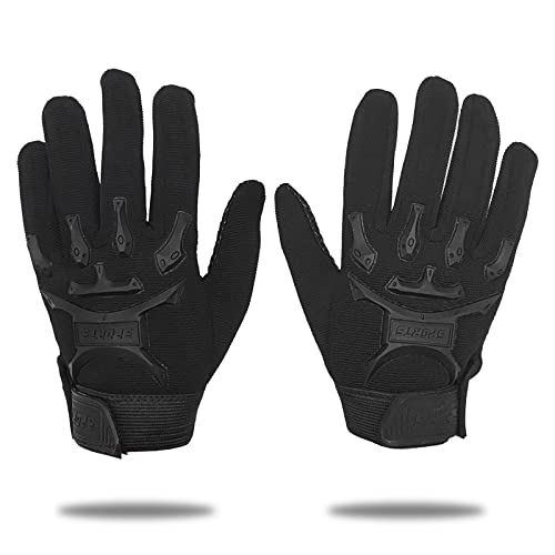 Long Keeper Kids Cycling Tactical Gloves – Boys Sport Climbing Fishing Gloves Anti Slip Full Finger Gloves - color: Black, size: Small