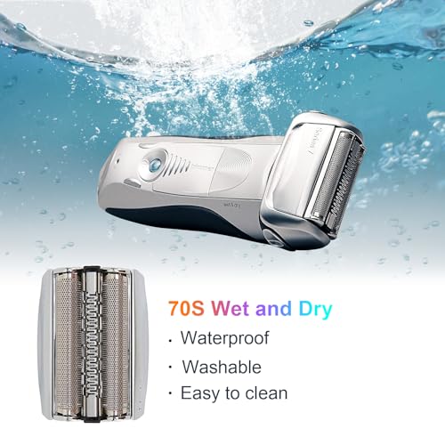 70S Electric Shaver Head Replacement Compatible with Braun 7 Series Foil Shaver Models 720,750CC,760CC,790CC,9565,9595 - color: Silver
