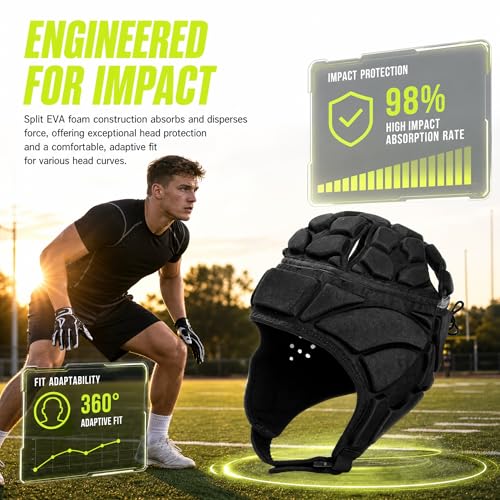 ZENFUN Rugby Helmet Shell, Soft Padded Headgear for Soccer, Protective Football Headguards for Youth, Scrum Cap for Kids, Medium/Large/Extra Large Size - size: X-Large