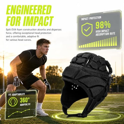 ZENFUN Rugby Helmet Shell, Soft Padded Headgear for Soccer, Protective Football Headguards for Youth, Scrum Cap for Kids, Medium/Large/Extra Large Size - size: X-Large