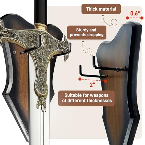 Sword Plaque Wall Mount Vertical Display Holder Adjustable Stand for Bow Medieval Dagger Axe (1pcs Medium Brown) - color: 1pcs Medium Brown