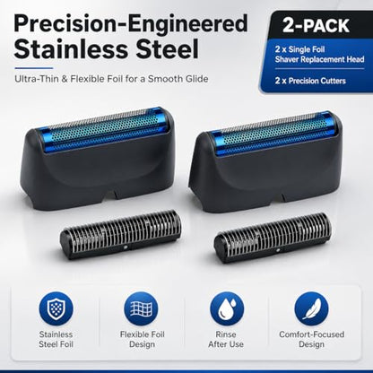 Replacement Foil Blade Compatible with BaBylissPRO UV Metal Single Shaver - color: Black-2 Packs