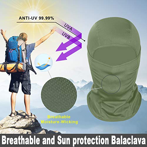 Achiou Ski Mask for Men and Women, Lightweight UV Balaclava Face Cover - color: New Green