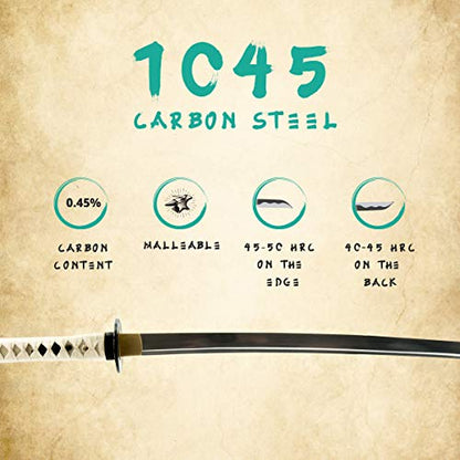 Hand Forged 1045 Warrior General Wakizashi, White Saya Full Tang Sword