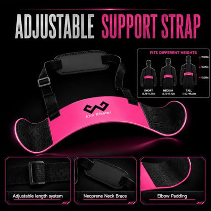 Arm Blaster Bicep Curl with Neoprene Padding, Adjustable Aluminum Bicep Curl Isolator, Bicep Blaster Arm Trainer for Weight Lifting Bodybuilding Home Gym Workout - color: Pink