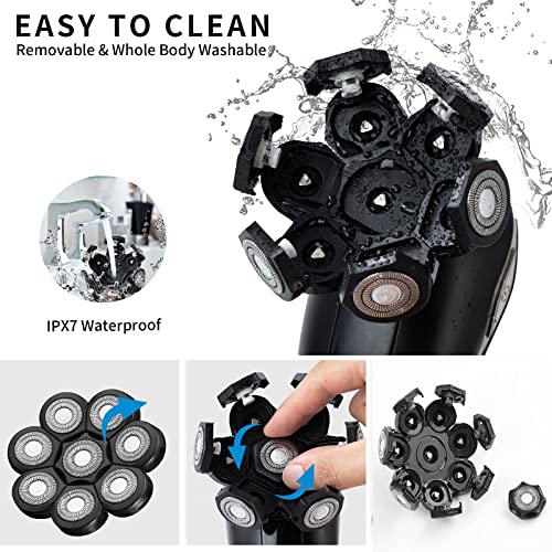 Head Shaver Replacement Heads, Replacement Blades for Bald Men, Stainless Steel 7D Rotary Blades for Electric Head Razor, Black - color: Black8