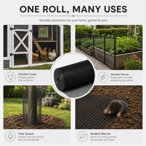 GoldPeak Black Hardware Cloth 1/2 Inch Mesh 48 Inch x 100 Foot 19 Gauge - size: 1/2 inch 48''x100'