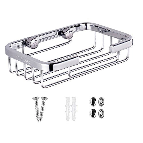 304 Stainless Steel Soap Dish Holder,Storage Soap Saver Wall Mounted for Kitchen Sink Bathroom Shower,Drainable and Rust Proof