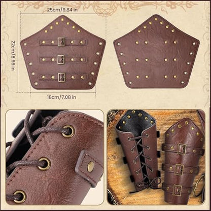 SUMGOGO Medieval Back Sword Frog Holder Arm Bracer Belt and Belt Pouch Hook Viking Warrior Costume Renaissance Accessory Prop - color: Brown