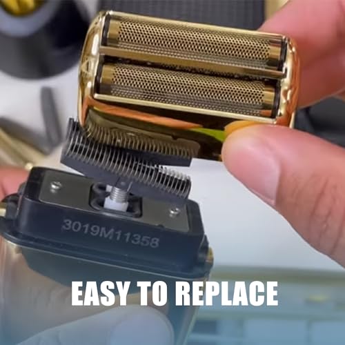 Replacement Foil and Cutter for BaBylissPRO Barberology Electric Shaver, Double Foil Shaver Replacement Head Compatible with BaBylissPRO Barberology FXFS2 Razors,Golden - color: Gold-1pcs