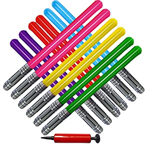 smilixin 13 Pieces Inflatable Light Saber Sword Toys,6 Colors