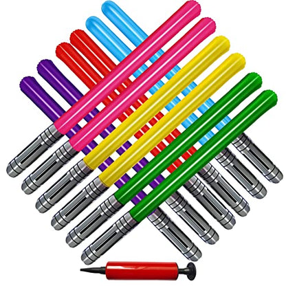 smilixin 13 Pieces Inflatable Light Saber Sword Toys,6 Colors