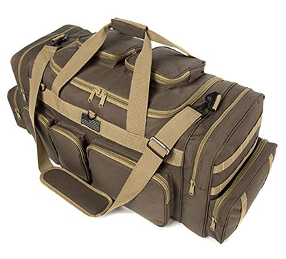 Heavy Duty Range Duffel Quality Tactical Gear Travel Sports Equipment Gym Bag Lockable Zippers with US Flag Patch (33" Khaki) - size: 33" Khaki
