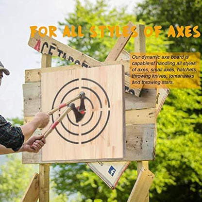 Axe Throwing Wooden Target with Handles & KnifeThrowing with Steel Chain