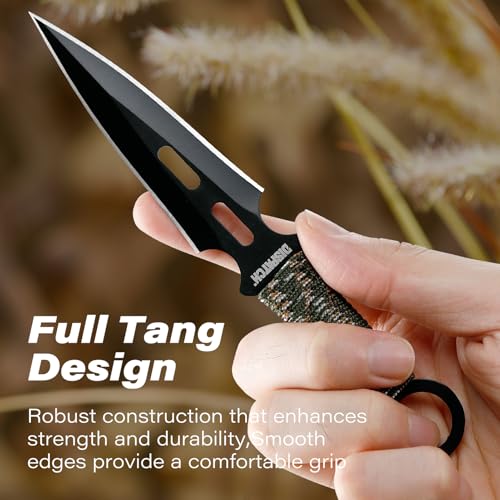 Dispatch 12 Pcs 6.5" Throwing Set, 3Cr13 Stainless Steel Black E-Coated Throwers with Paracord Handle, Full Tang, Tip Protectors & Nylon Carrying Bag,Throwing Spear for Competition and Recreation - style: Green Throwing Knives Set of 12