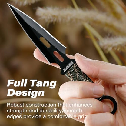 Dispatch 12 Pcs 6.5" Throwing Set, 3Cr13 Stainless Steel Black E-Coated Throwers with Paracord Handle, Full Tang, Tip Protectors & Nylon Carrying Bag,Throwing Spear for Competition and Recreation - style: Green Throwing Knives Set of 12