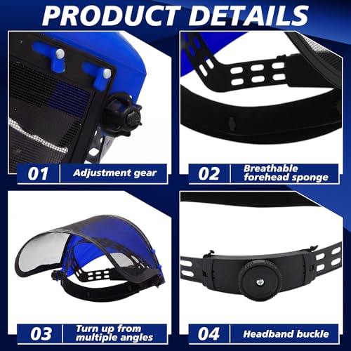 Sabary Safety Face Shield with Mesh Visor for Men, Black,Blue - color: Black,blue
