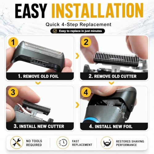 2026 Upgraded 10B Replacement Foil & Cutter Compatible with Bra-un Cruzer/Series 1, 10B/20B 1000/2000 Series Replacement Shaver Head Set Fits for 170 180 190 1735 1775 5728 5729 170S