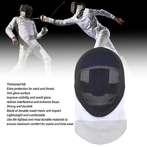 Fencing Mask, Fencing Protective Helmet with Padded Bib for Beginners Practice and Competition (M)