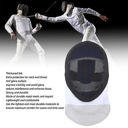 Fencing Mask, Fencing Protective Helmet with Padded Bib for Beginners Practice and Competition (M)