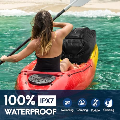 Haimont Large Waterproof Roll Top Dry Backpack 60L, Black - color: Black, size: 60L