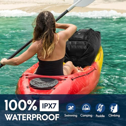 Haimont Large Waterproof Roll Top Dry Backpack 60L, Black - color: Black, size: 60L