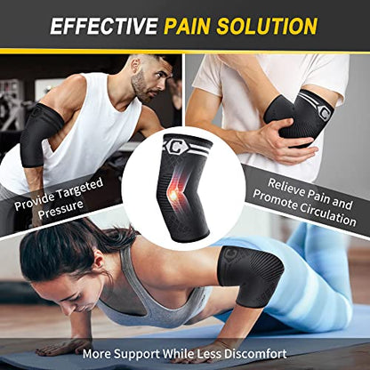 CAMBIVO 2 Pack Elbow Brace Compression Sleeve, Tennis & Golfer's Elbow - color: Grey, size: Large