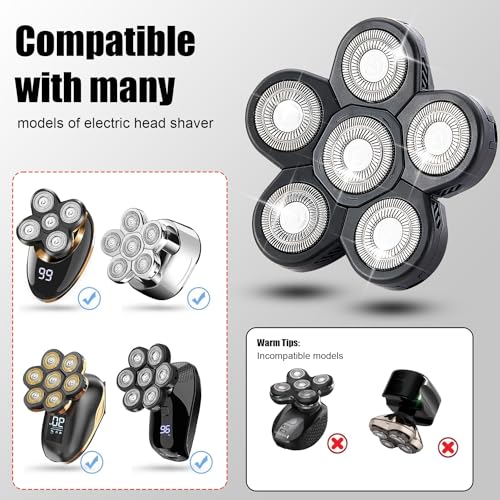 6 Head Shaver Replacement Heads for Many Brands Bald Men's Electric Shaver - color: Black 6 Head/3pcs