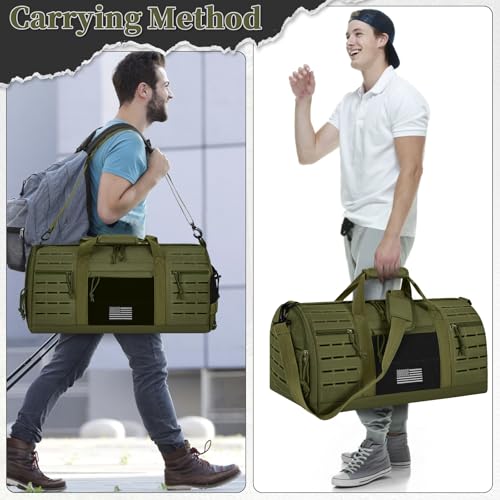 GMAK Military Tactical Duffle Bag for Men, 40L Sports Gym Bag Carry on Bag - color: Army Green
